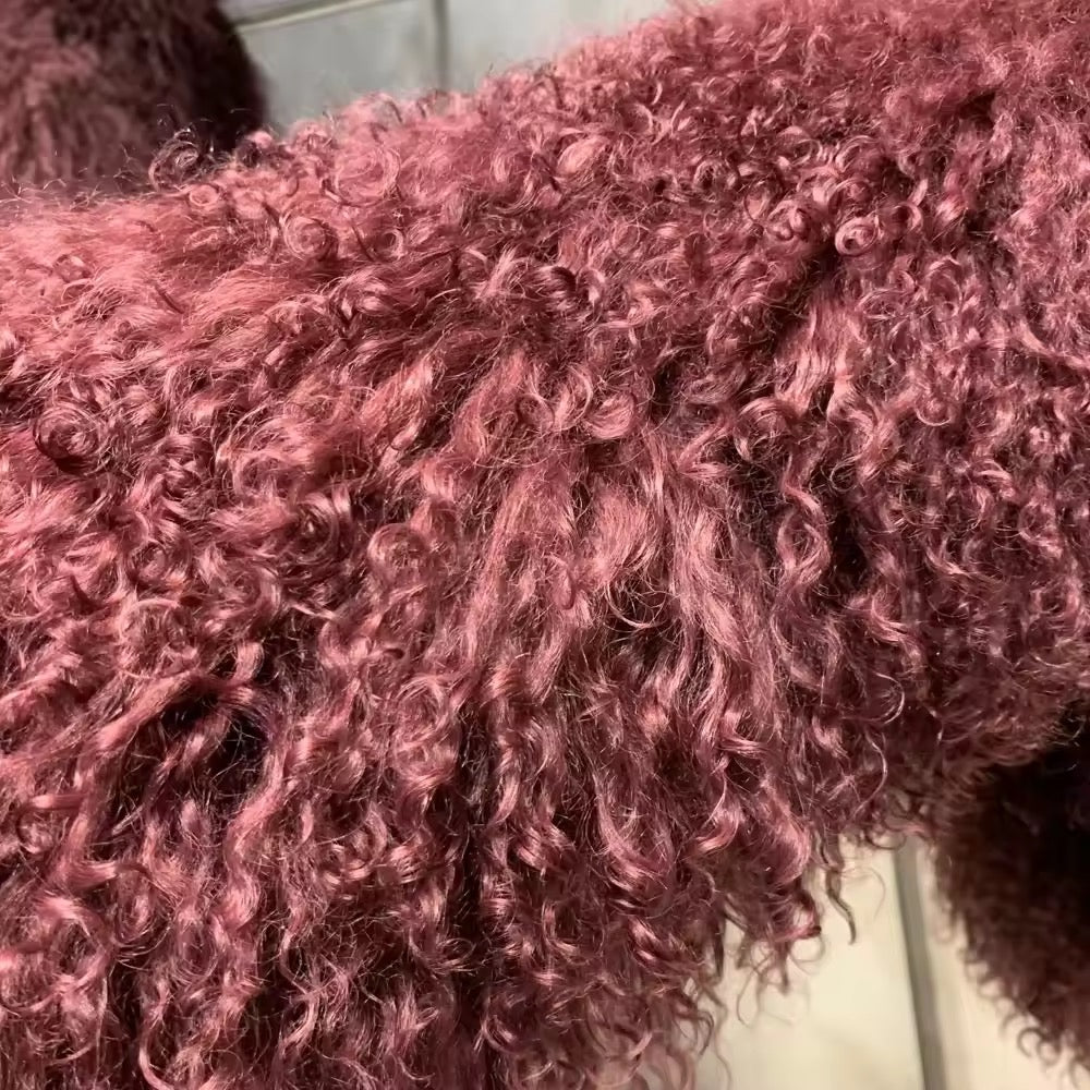 The Valentra — Merlot Mongolian Shearling Coat