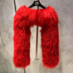 The Rovelle — Scarlet Inferno Mongolian Shearling Coat