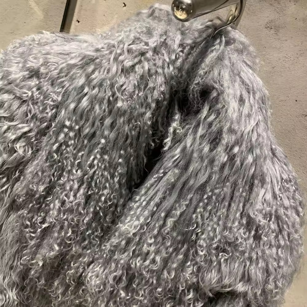 The Ardenté — Storm Silver Mongolian Shearling Coat