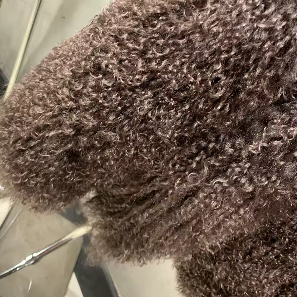 The Noirelle — Deep Espresso Mongolian Shearling Coat