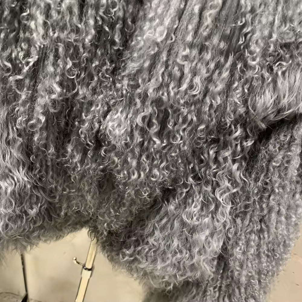 The Ardenté — Storm Silver Mongolian Shearling Coat