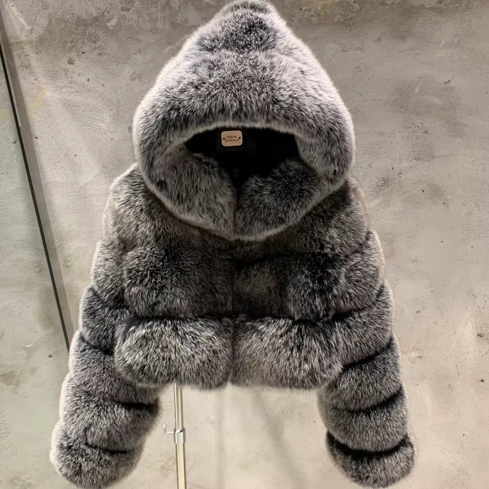 The Varelle — Silver Frost Fox Hooded Jacket