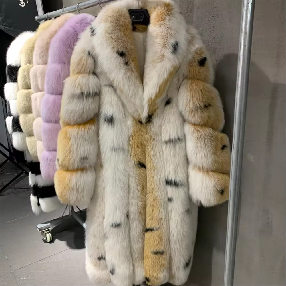 The Marcellé — Snow Lynx Patterned Long Coat