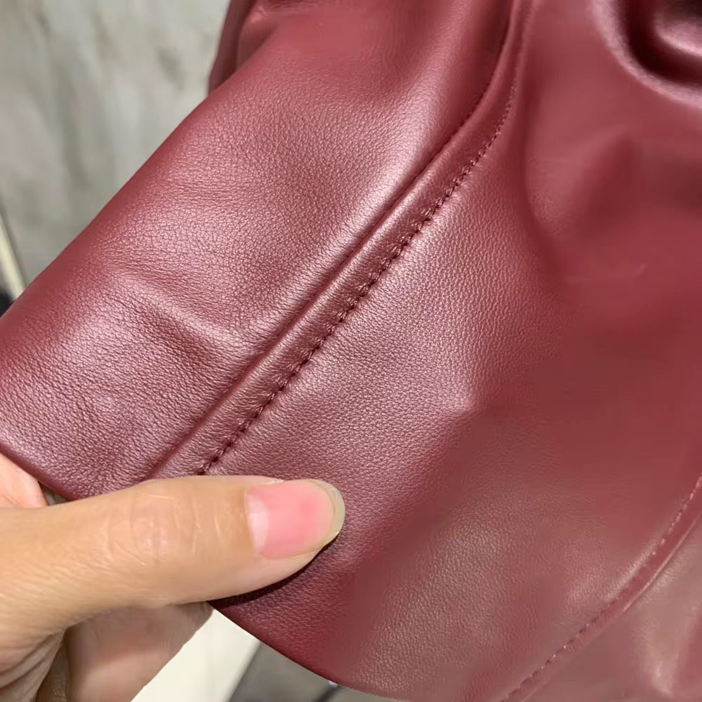 La Bordeaux — Burgundy Leather & Fox Trim Jacket