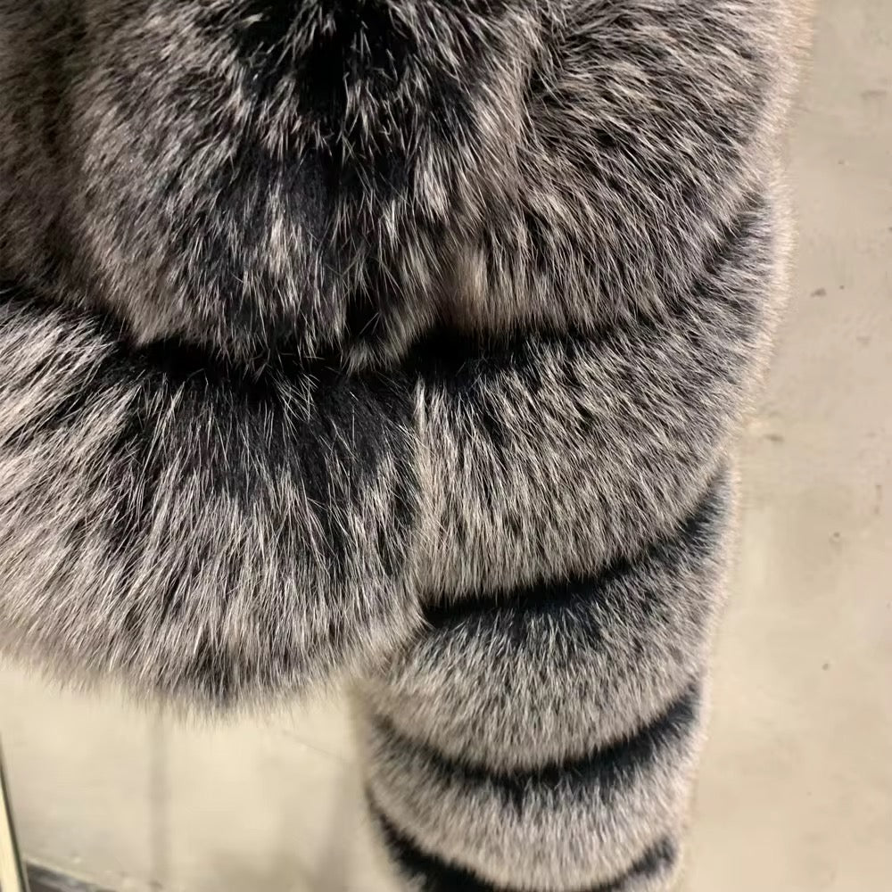 The Varelle — Silver Frost Fox Hooded Jacket