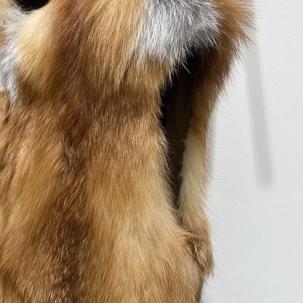 The Aurelle Vest — Golden Fox Fur Vest