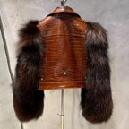 Le Varelle — Croc Leather & Mahogany Fox Jacket