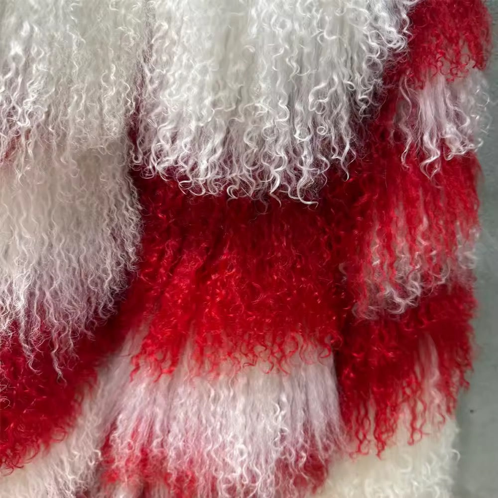 The Verenne — Rouge Éclat Mongolian Shearling Coat