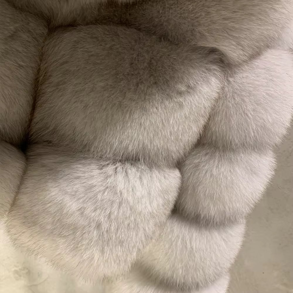 The Lucenne — Arctic White Fox Hooded Jacket