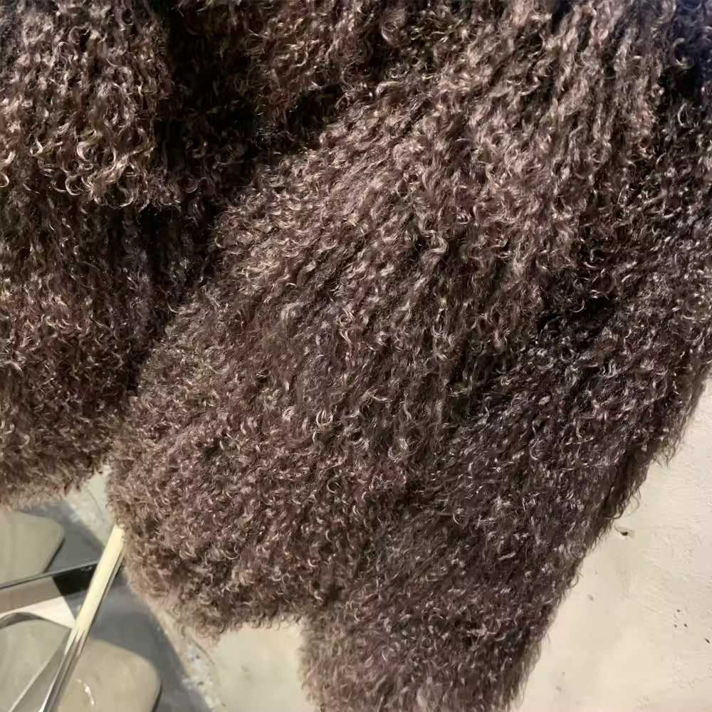 The Noirelle — Deep Espresso Mongolian Shearling Coat