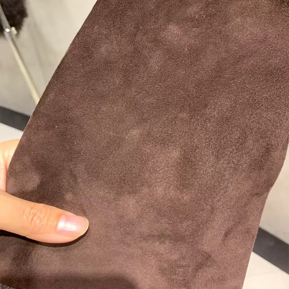 The Liorane — Espresso Suede & Mongolian Shearling Coat