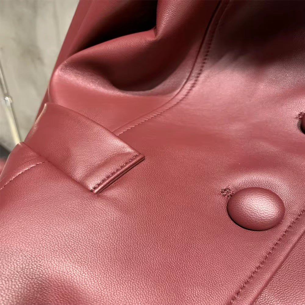 La Bordeaux — Burgundy Leather & Fox Trim Jacket