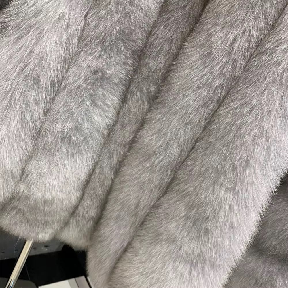 Il Seleno — Silver Fox Hooded Coat