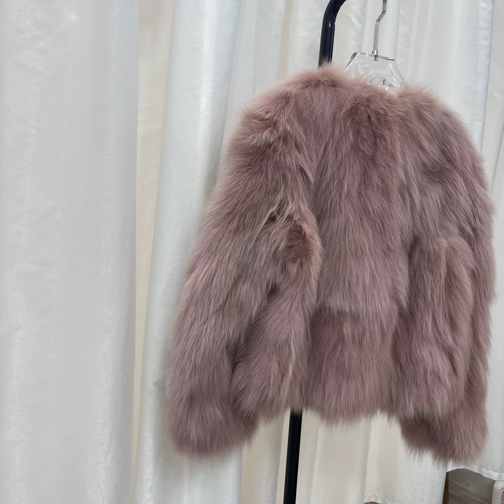 The Verona Rosé — Blush Fox Fur Jacket