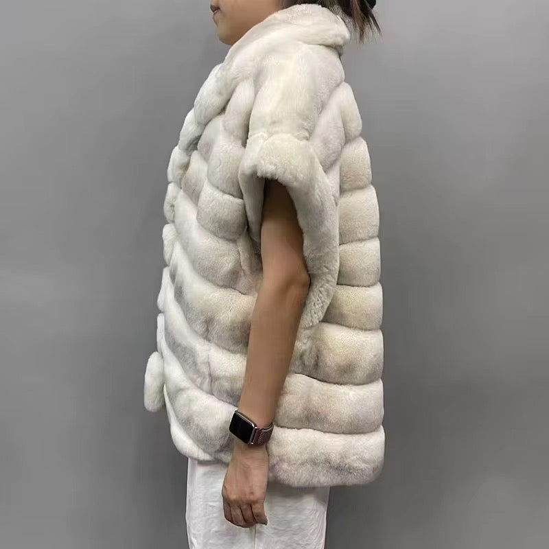 The Aurelline — Ivory Rex Rabbit Fur Vest