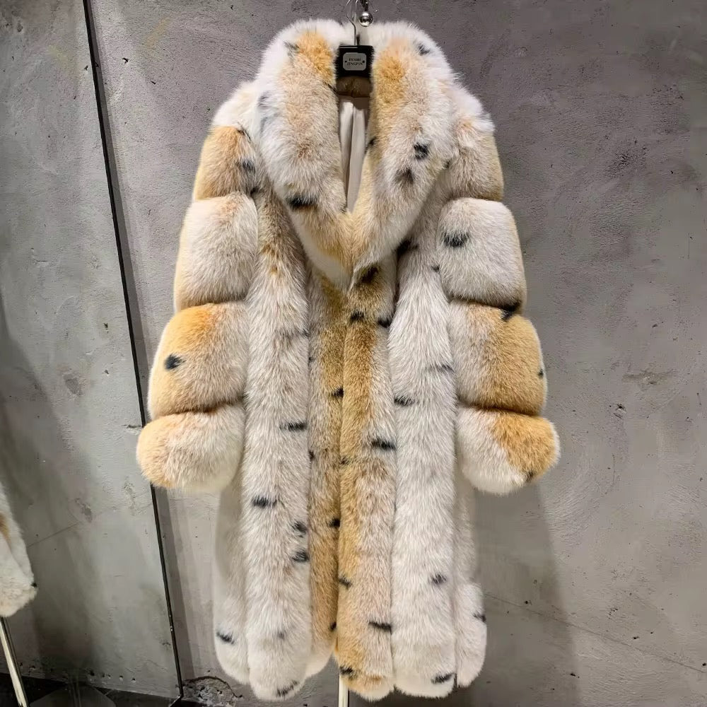 The Marcellé — Snow Lynx Patterned Long Coat