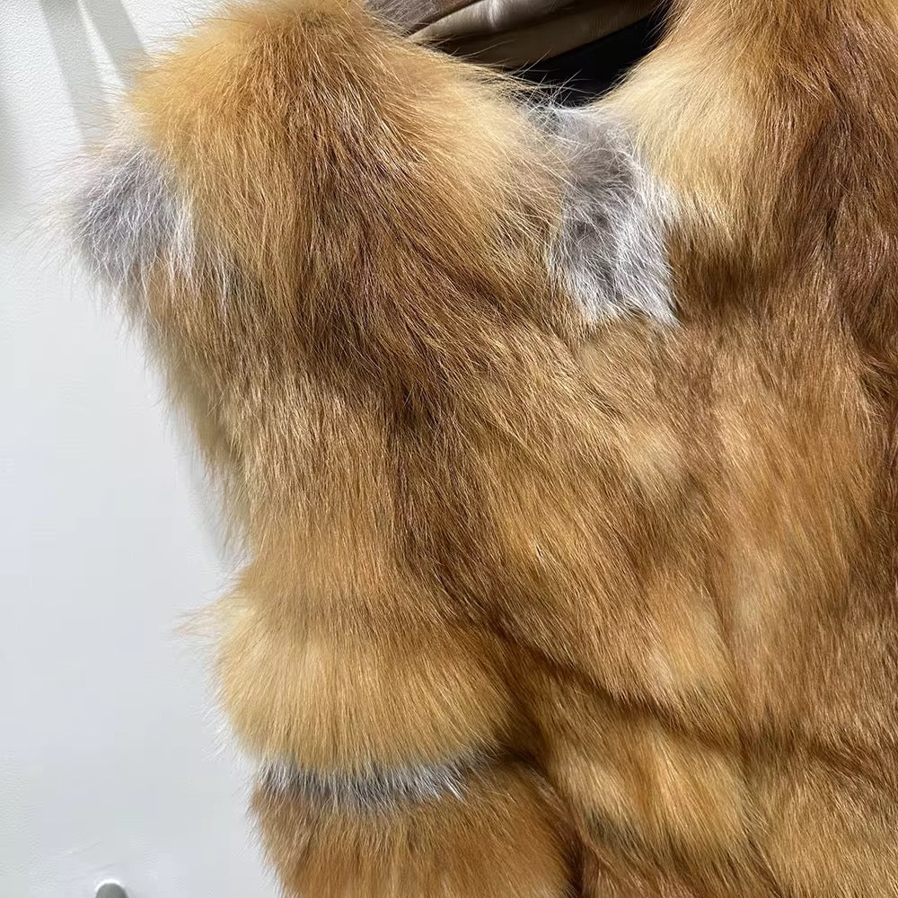 The Aurelle Vest — Golden Fox Fur Vest