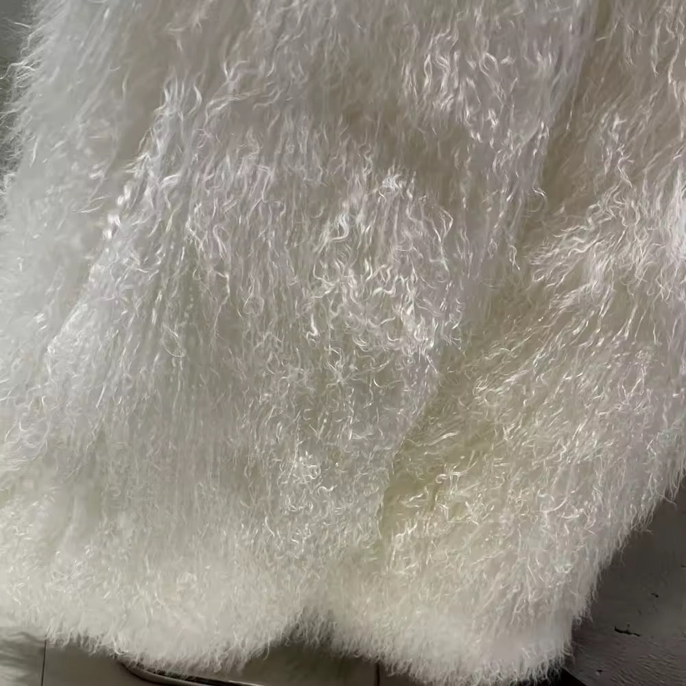 The Aveline — Arctic Ivory Mongolian Shearling Coat