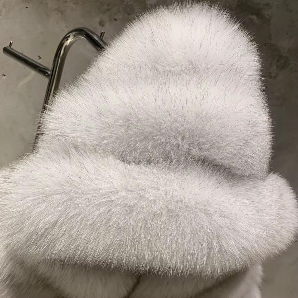 The Lucenne — Arctic White Fox Hooded Jacket