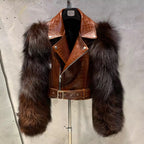 Le Varelle — Croc Leather & Mahogany Fox Jacket