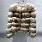 La Sera — Striped Fox Cropped Coat