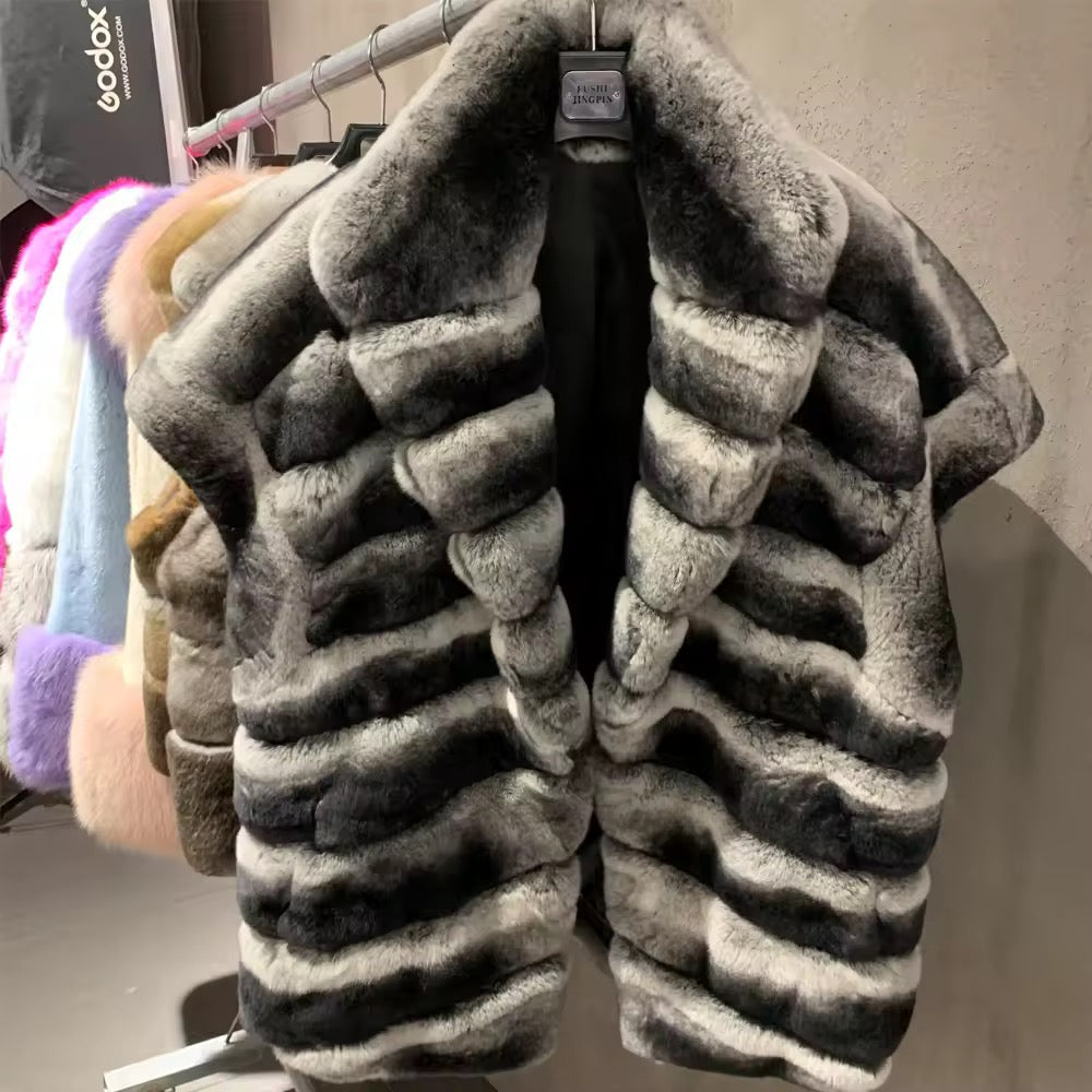 The Marcelline — Silver Rex Rabbit Fur Vest