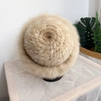 Champagne Mink Fur Pillbox Hat