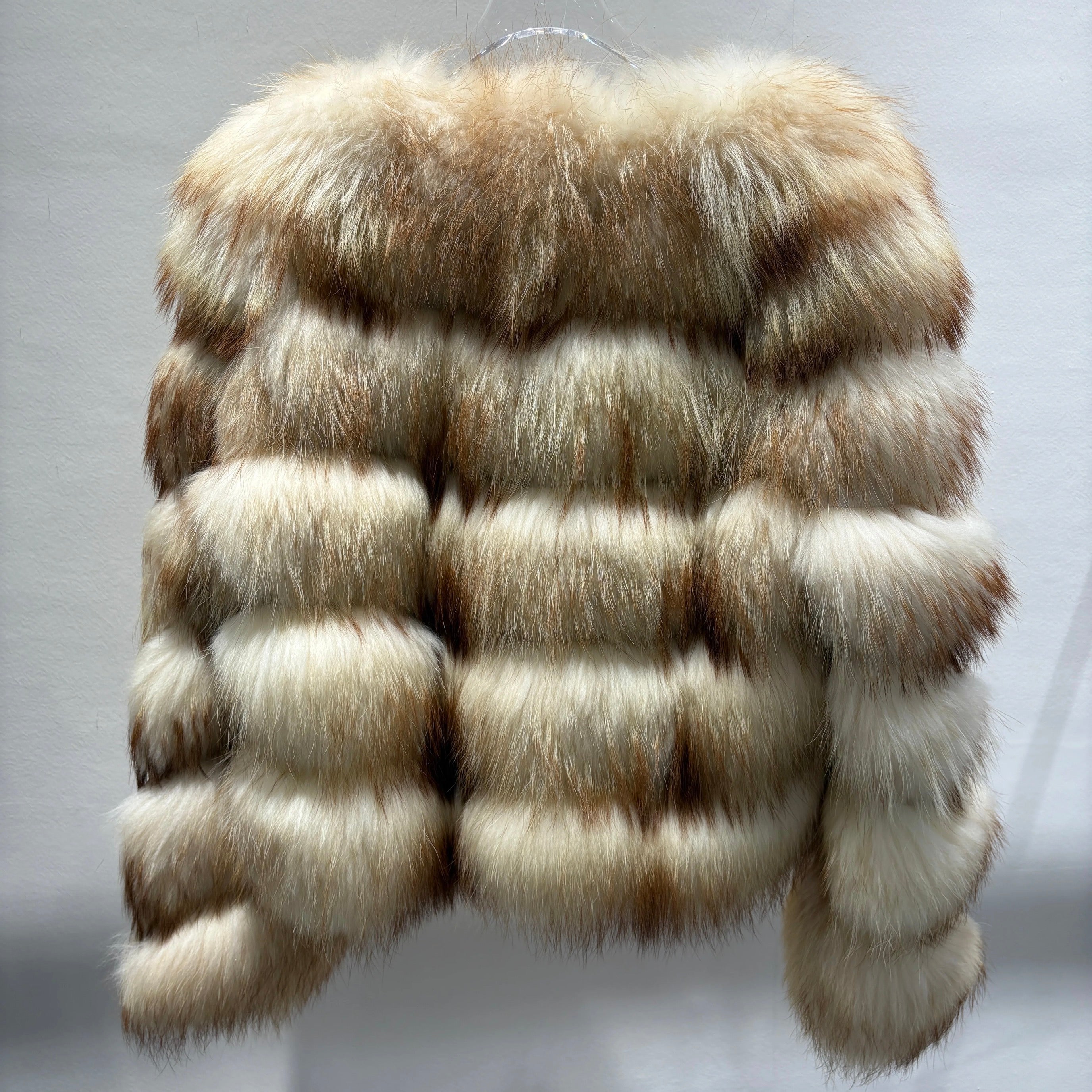 La Sera — Striped Fox Cropped Coat