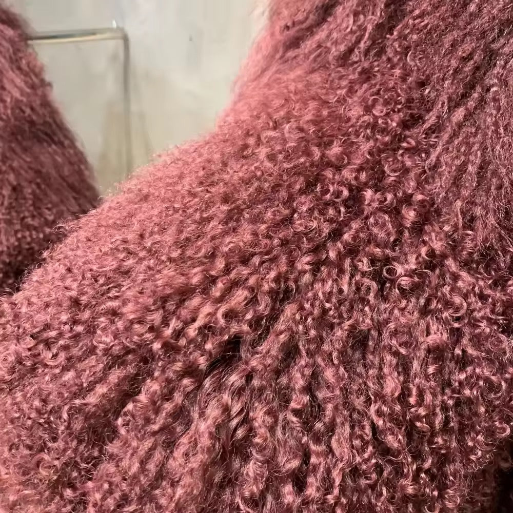 The Valentra — Merlot Mongolian Shearling Coat