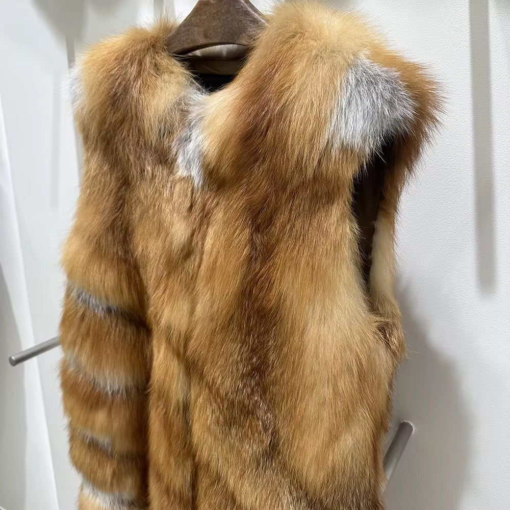 The Aurelle Vest — Golden Fox Fur Vest