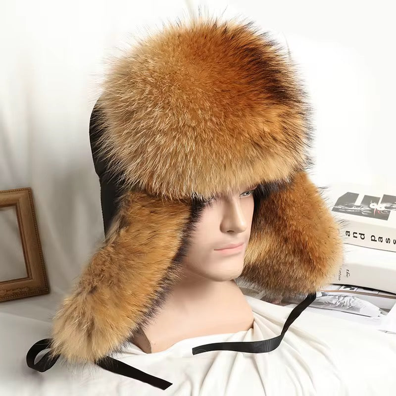 Golden Red Fox Fur Trapper Hat