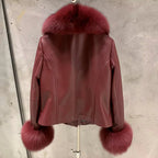 La Bordeaux — Burgundy Leather & Fox Trim Jacket