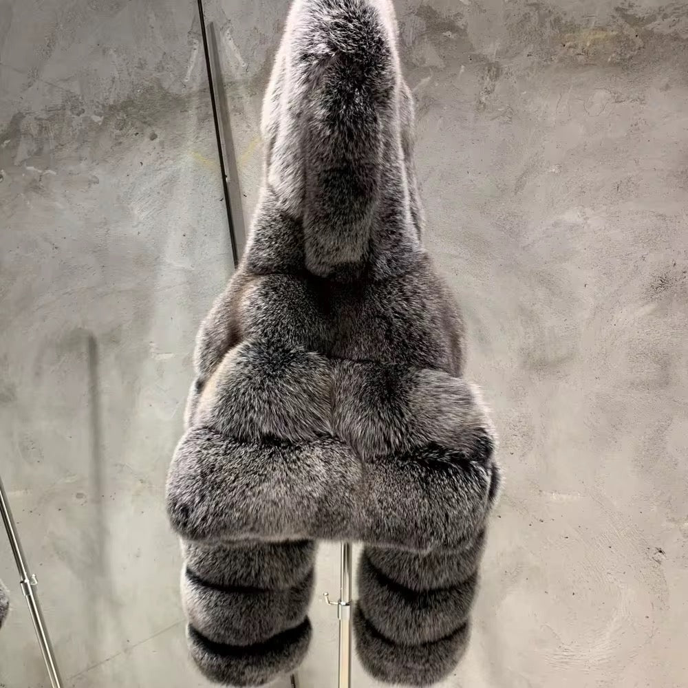 The Varelle — Silver Frost Fox Hooded Jacket