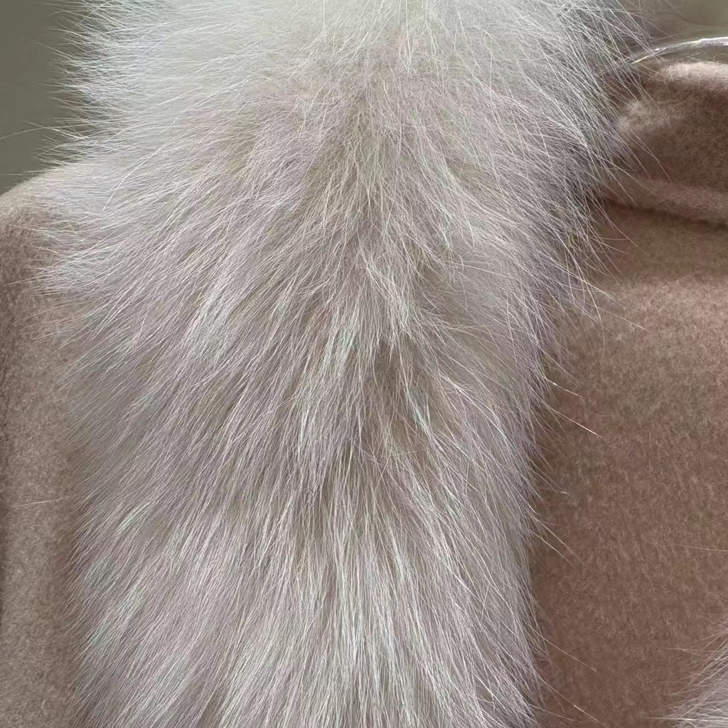 La Rosea Duo — Blush Wool and Fox Cape