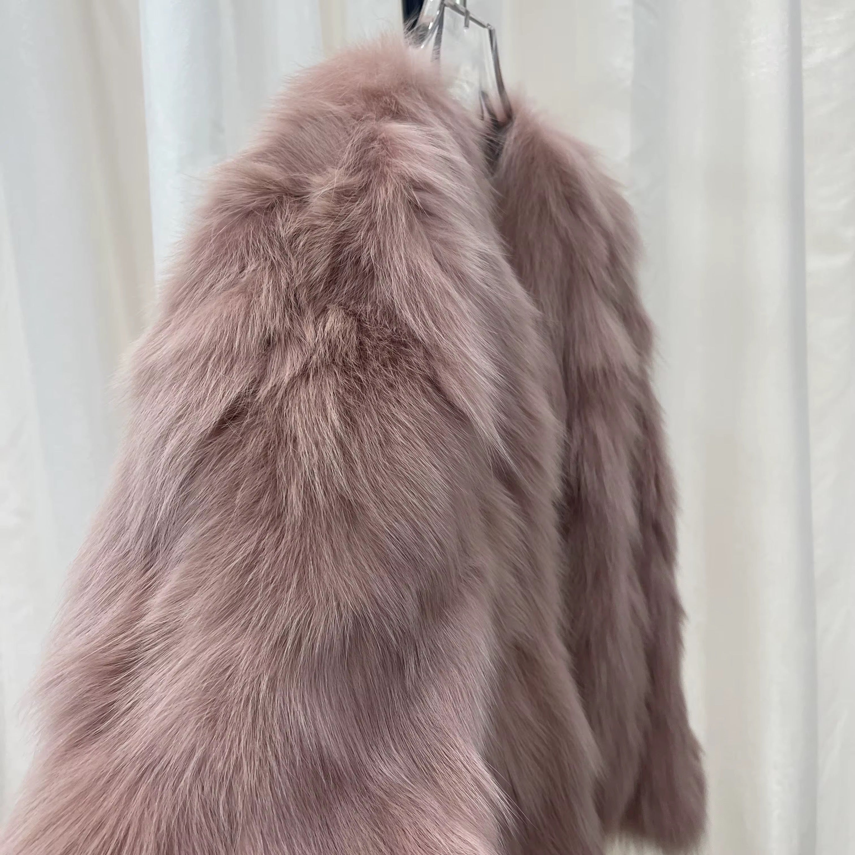 The Verona Rosé — Blush Fox Fur Jacket