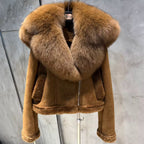 The Renadière — Mahogany Fox & Shearling-Collared Jacket