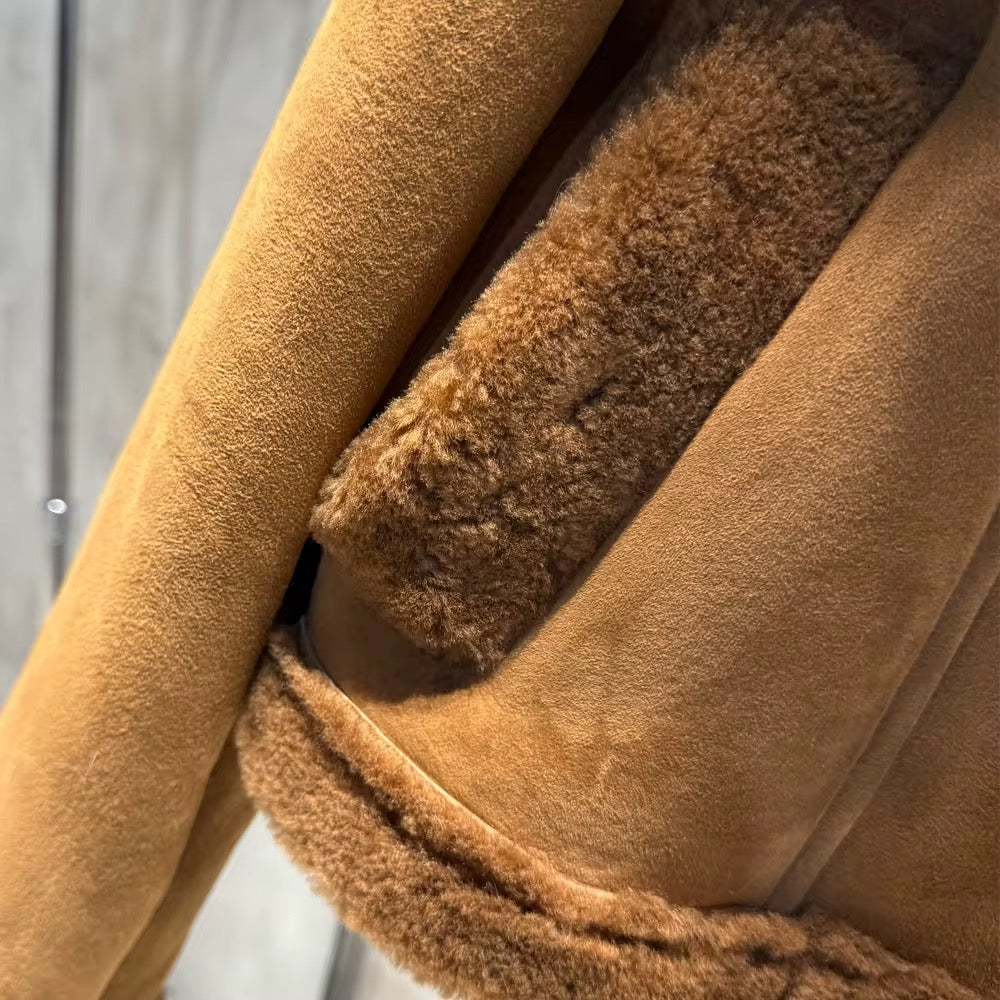 The Renadière — Mahogany Fox & Shearling-Collared Jacket