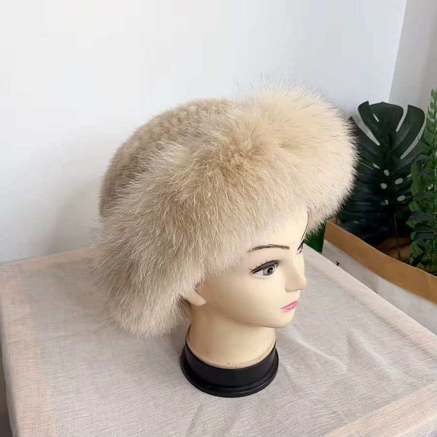 Champagne Mink Fur Pillbox Hat