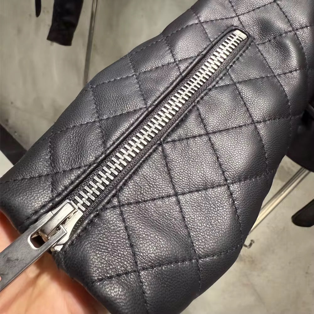 The Aurovis — Noir Leather & Golden Fox Jacket