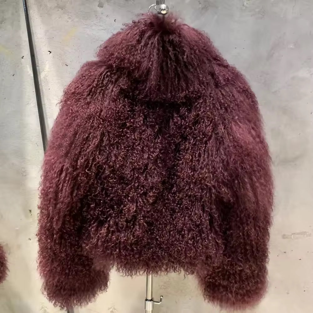 The Valentra — Merlot Mongolian Shearling Coat