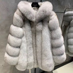 Il Seleno — Silver Fox Hooded Coat