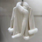 La Rosea Duo — Blush Wool and Fox Cape