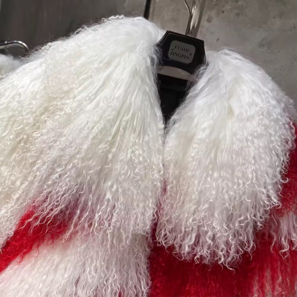 The Verenne — Rouge Éclat Mongolian Shearling Coat