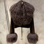 The Liorane — Espresso Suede & Mongolian Shearling Coat