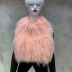 The Celiane — Rosé Mirage Mongolian Shearling Vest
