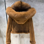 The Renadière — Mahogany Fox & Shearling-Collared Jacket