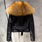 The Aurovis — Noir Leather & Golden Fox Jacket
