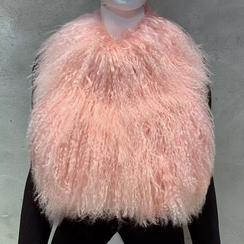 The Celiane — Rosé Mirage Mongolian Shearling Vest