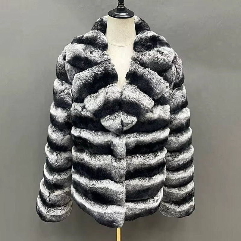 The Marcellus II — Silver Rex Rabbit Fur Coat