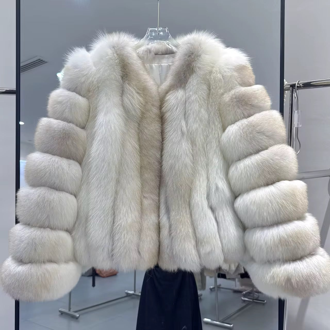 La Bianca — White Arctic Fox Cropped Coat